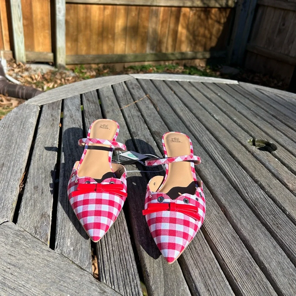 Nwt Wild Fable - Women's Lysandra‎ Gingham Eyelet Kitten Heels - size 8.5 picnic
